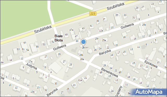Białe Błota, Guliwera, 28, mapa Białe Błota