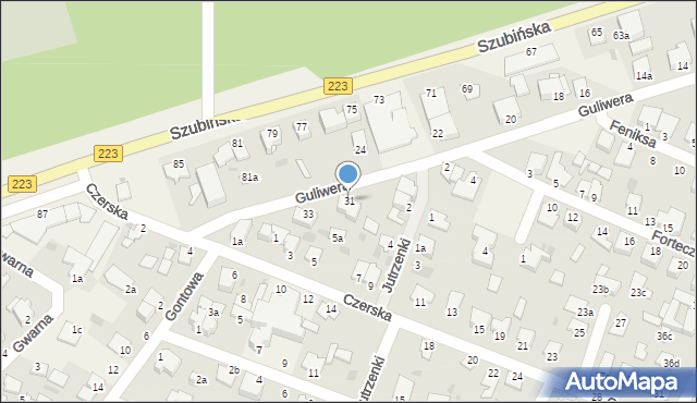 Białe Błota, Guliwera, 31, mapa Białe Błota