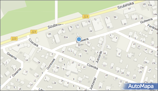 Białe Błota, Guliwera, 33, mapa Białe Błota