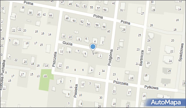 Biskupice, Gucia, 3, mapa Biskupice