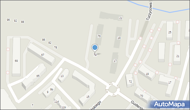 Gdańsk, Guderskiego Konrada, 74, mapa Gdańska