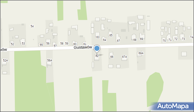 Gustawów, Gustawów, 62, mapa Gustawów