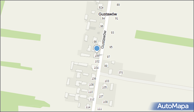 Gustawów, Gustawów, 100, mapa Gustawów