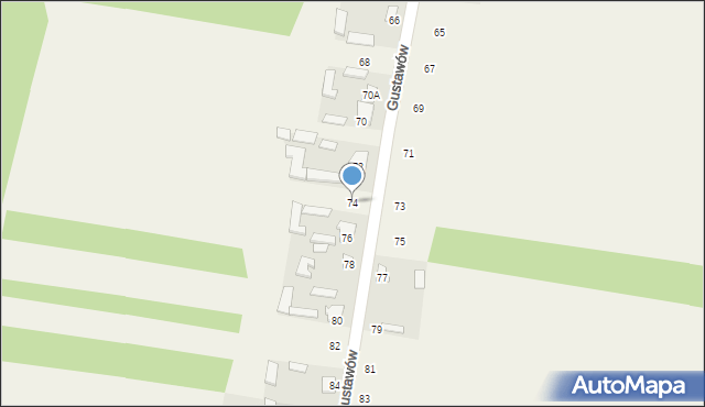 Gustawów, Gustawów, 74, mapa Gustawów