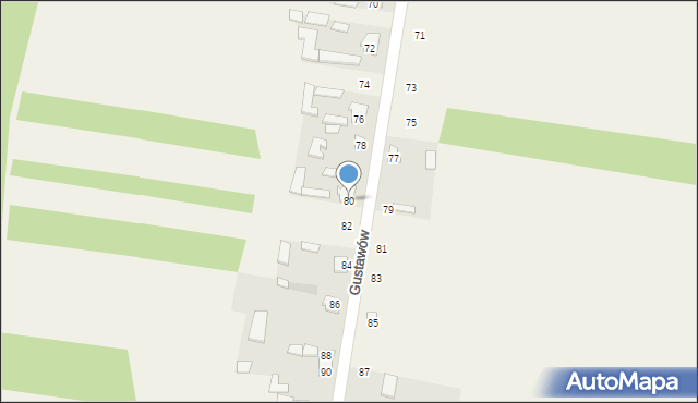 Gustawów, Gustawów, 80, mapa Gustawów
