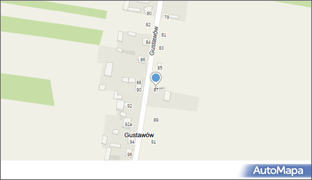 Gustawów, Gustawów, 87, mapa Gustawów