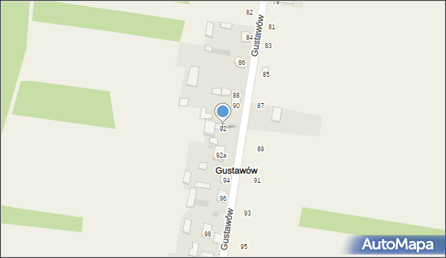 Gustawów, Gustawów, 92, mapa Gustawów