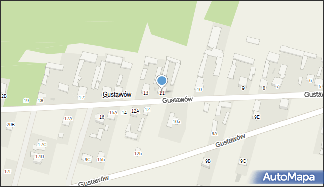 Gustawów, Gustawów, 11, mapa Gustawów