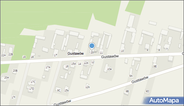 Gustawów, Gustawów, 13, mapa Gustawów
