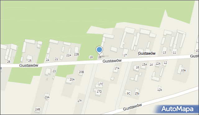 Gustawów, Gustawów, 18, mapa Gustawów