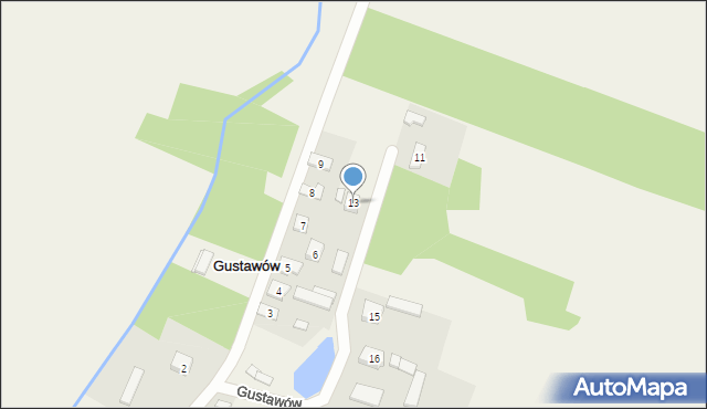 Gustawów, Gustawów, 13, mapa Gustawów