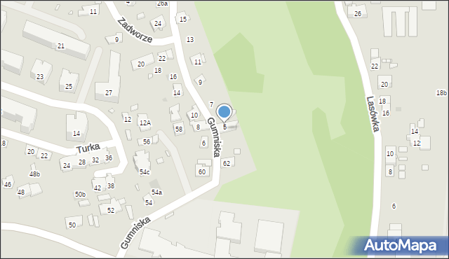 Kraków, Gumniska, 5, mapa Krakowa