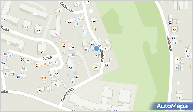 Kraków, Gumniska, 6, mapa Krakowa