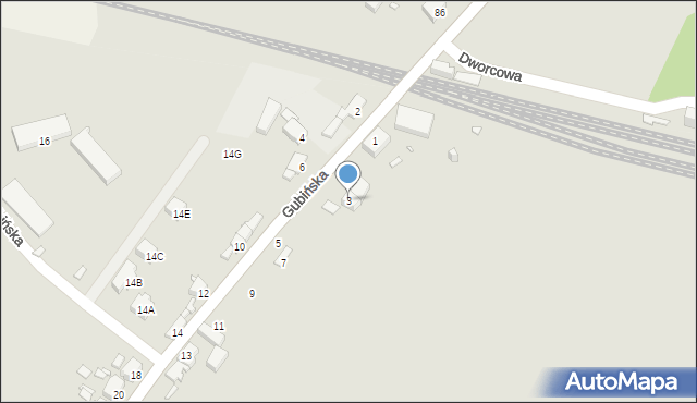 Krosno Odrzańskie, Gubińska, 3, mapa Krosno Odrzańskie