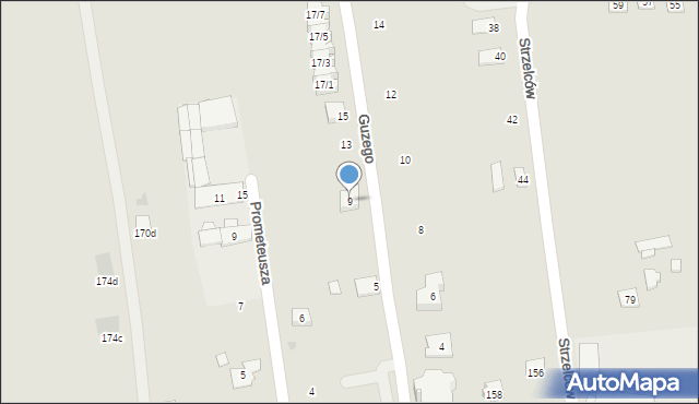 Rzeszów, Guzego Kazimierza, ks., 9, mapa Rzeszów