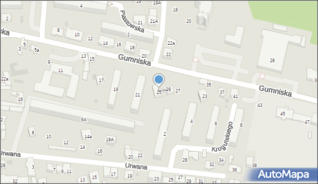 Tarnów, Gumniska, 25, mapa Tarnów
