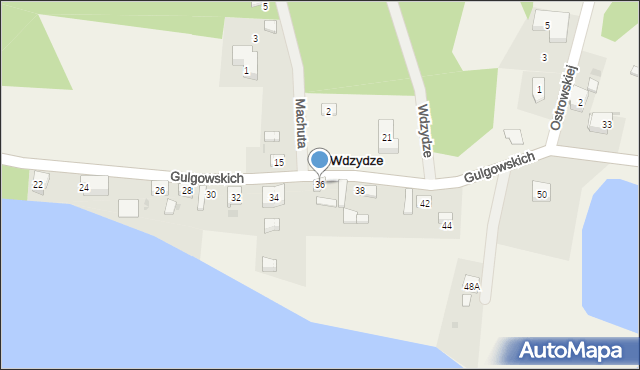 Wdzydze, Gulgowskich Teodory i Izydora, 36, mapa Wdzydze