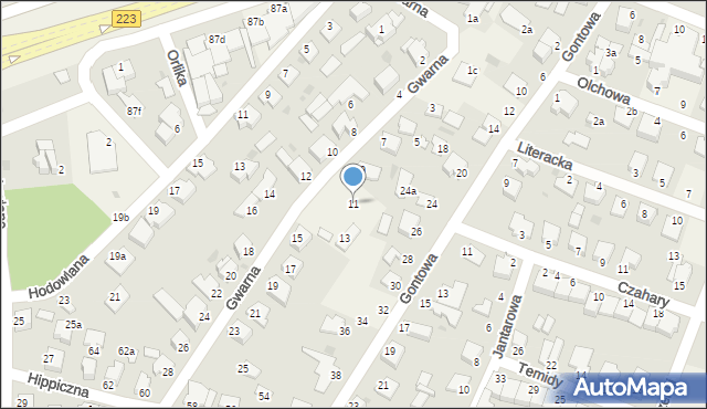 Białe Błota, Gwarna, 11, mapa Białe Błota