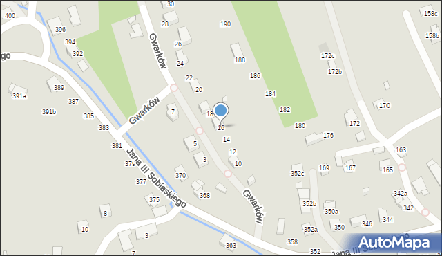 Bielsko-Biała, Gwarków, 16, mapa Bielsko-Białej