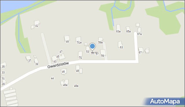 Bielsko-Biała, Gwardzistów, 55, mapa Bielsko-Białej