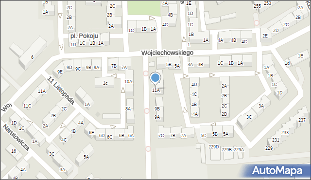 Bytom, Gwarków Tarnogórskich, 11A, mapa Bytomia