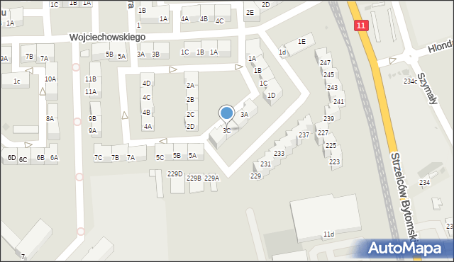 Bytom, Gwarków Tarnogórskich, 3C, mapa Bytomia