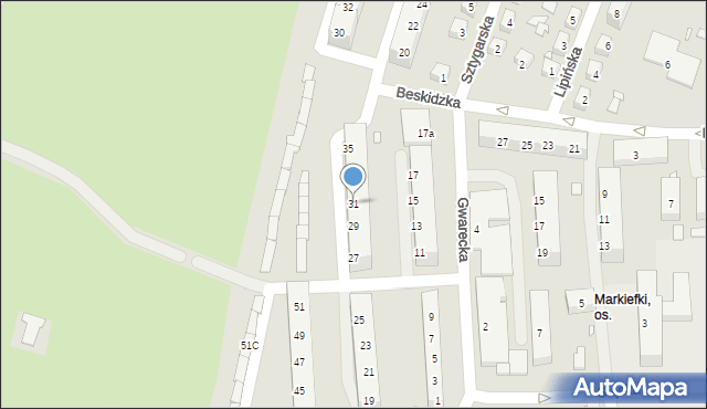 Chorzów, Gwarecka, 31, mapa Chorzów