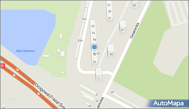 Chorzów, Gwarecka, 55, mapa Chorzów