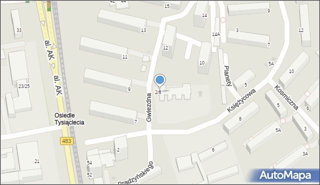 Częstochowa, Gwiezdna, 2, mapa Częstochowy