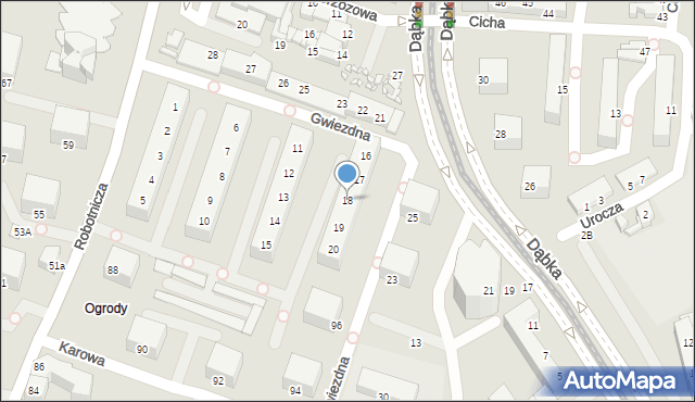 Elbląg, Gwiezdna, 18, mapa Elbląga