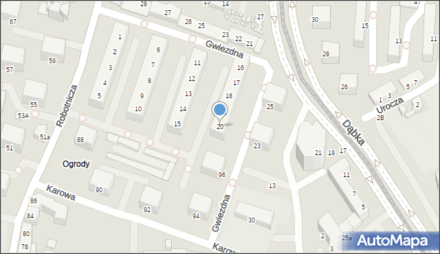 Elbląg, Gwiezdna, 20, mapa Elbląga