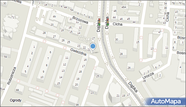 Elbląg, Gwiezdna, 21a, mapa Elbląga