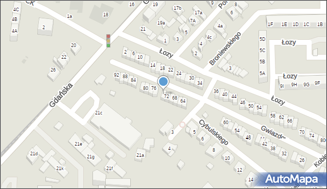 Gdańsk, Gwiazdowskiego Tadeusza, 74, mapa Gdańska
