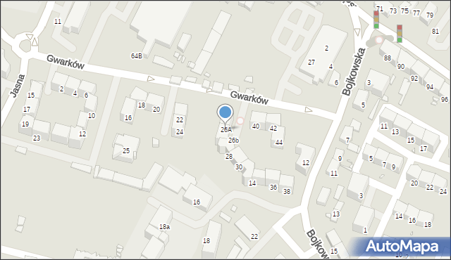 Gliwice, Gwarków, 26A, mapa Gliwic