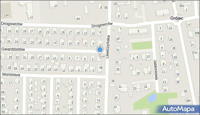 Grójec, Gwardzistów, 1, mapa Grójec