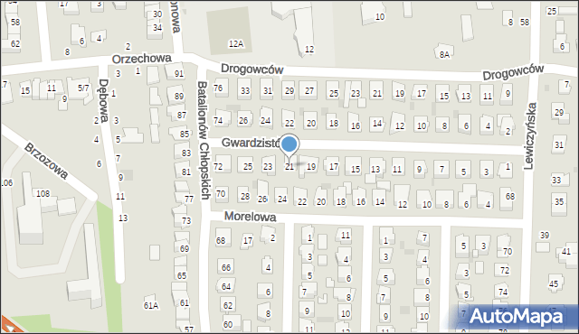 Grójec, Gwardzistów, 21, mapa Grójec