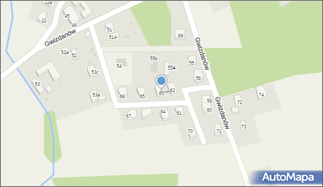 Gwizdanów, Gwizdanów, 63, mapa Gwizdanów