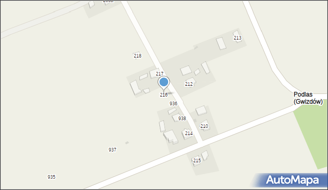 Gwizdów, Gwizdów, 216, mapa Gwizdów