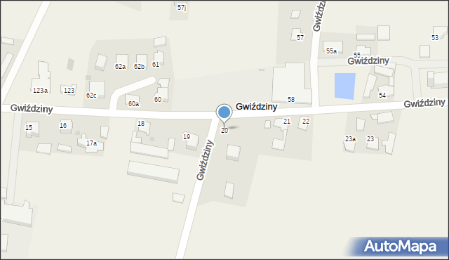 Gwiździny, Gwiździny, 20, mapa Gwiździny