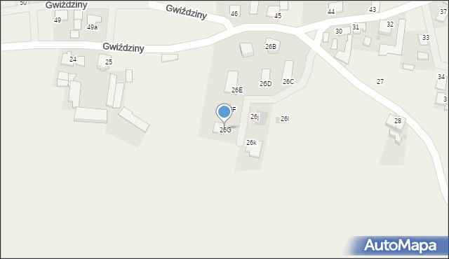 Gwiździny, Gwiździny, 26G, mapa Gwiździny
