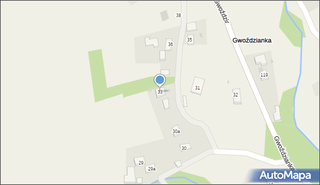 Gwoździanka, Gwoździanka, 33, mapa Gwoździanka