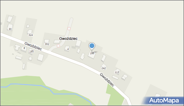 Gwoździec, Gwoździec, 186, mapa Gwoździec