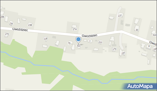Gwoździec, Gwoździec, 321, mapa Gwoździec