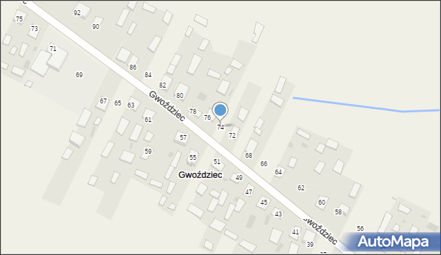 Gwoździec, Gwoździec, 74, mapa Gwoździec