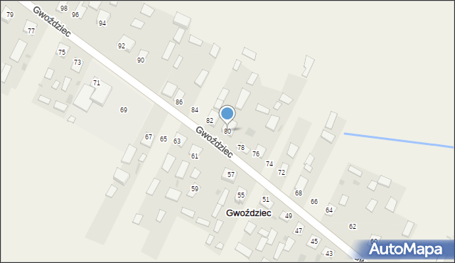 Gwoździec, Gwoździec, 80, mapa Gwoździec