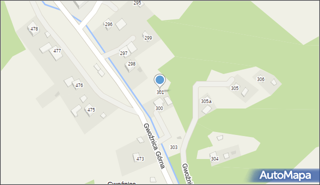 Gwoźnica Górna, Gwoźnica Górna, 301, mapa Gwoźnica Górna