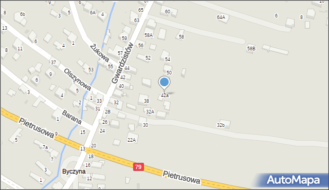 Jaworzno, Gwardzistów, 42a, mapa Jaworzno