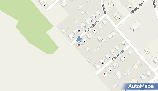 Jednorożec, Gwiaździsta, 11, mapa Jednorożec