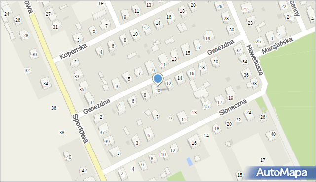 Konopiska, Gwiezdna, 10, mapa Konopiska