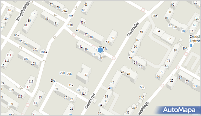 Lubin, Gwarków, 33, mapa Lubin